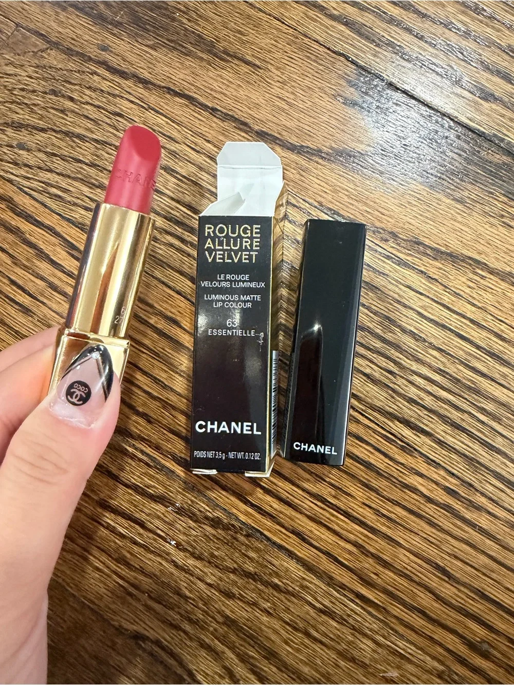 CHANEL ROUGE ALLURE VELVET Luminous Matte Lip Colour #63 essentielle 0.12 Oz